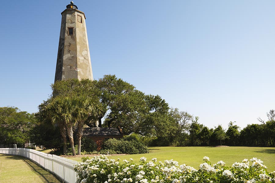 The iconic Bald Head Island lighthouse.